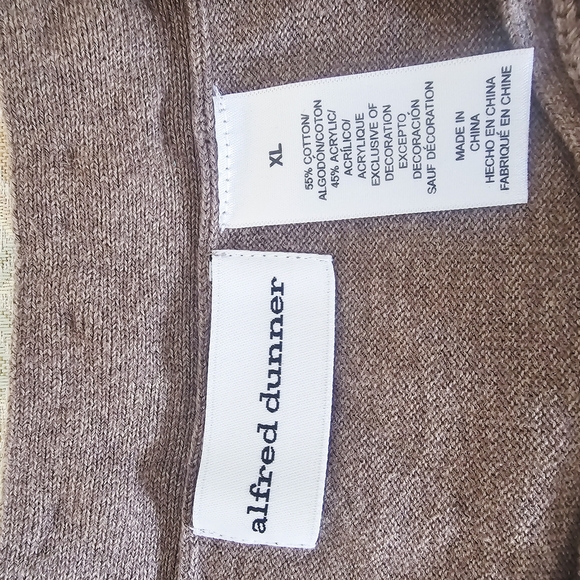 Alfred Dunner Sweater XL Brown Cream Floral Embroidered Excellent - Picture 8 of 8